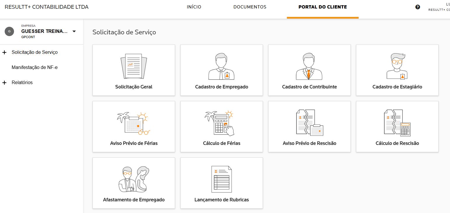 Tela do Portal do Cliente